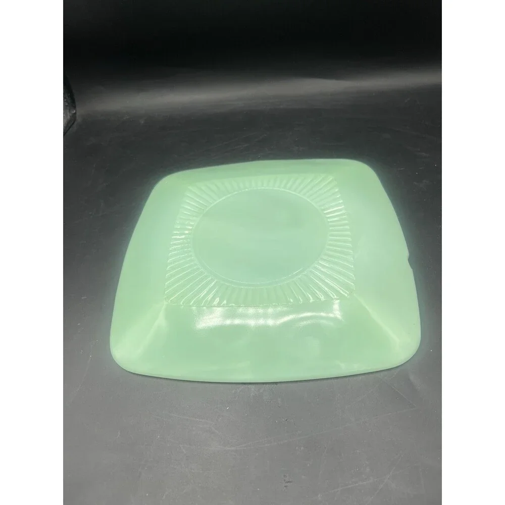 Vintage Fire King Jadeite Charm Dinner Plate 9.75” Green Milk Glass Chip Read